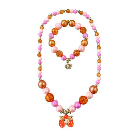 Emma Memma Necklace and Bracelet Set - Pink Poppy