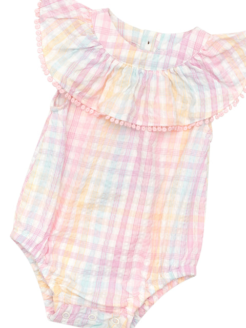 Rainbow Check Frill Onesie - Huxbaby