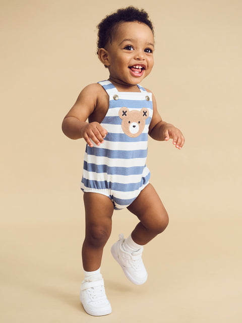 Huxbear Stripe Onesie Cornflower/Ecru - Huxbaby