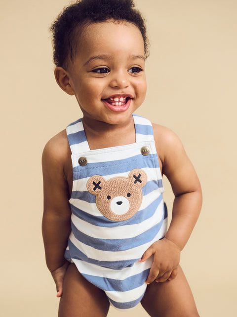 Huxbear Stripe Onesie Cornflower/Ecru - Huxbaby