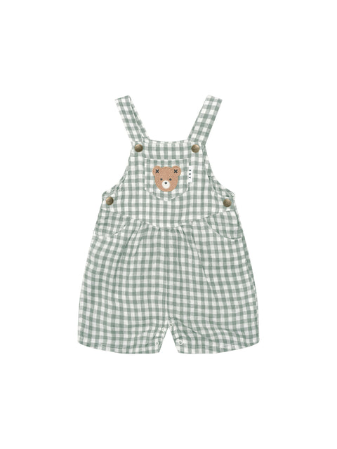 Huxbear Check Short Overalls - Almond Green - Huxbaby