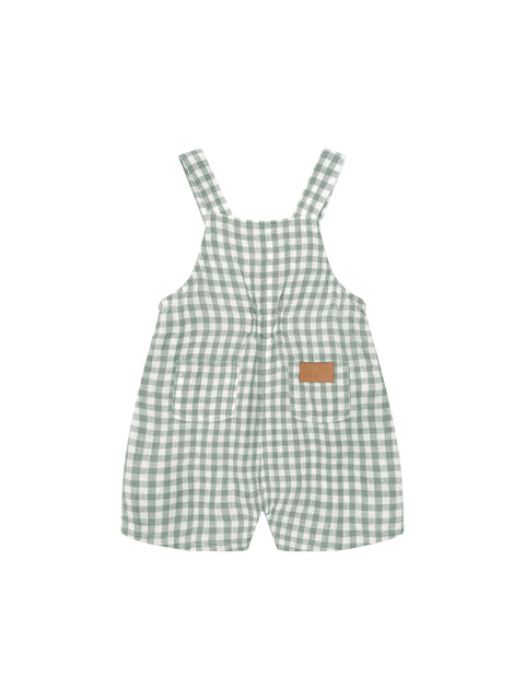 Huxbear Check Short Overalls - Almond Green - Huxbaby