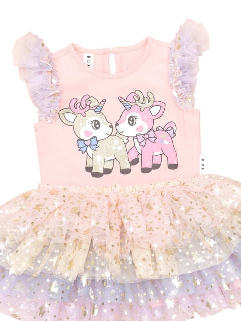 Reindeer Friends Tulle Dress - Candy - Huxbaby