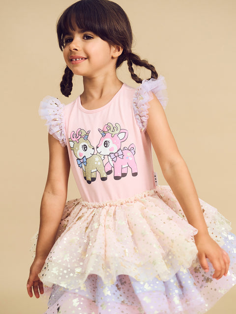 Reindeer Friends Tulle Dress - Candy - Huxbaby