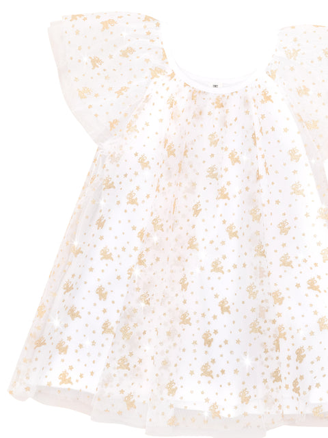 Christmas Reindeer Tulle Dress - White - Huxbaby