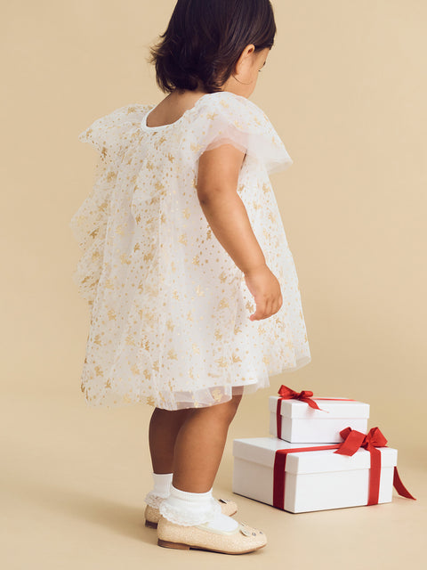 Christmas Reindeer Tulle Dress - White - Huxbaby