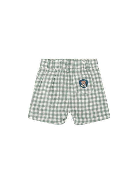 Check Shorts - Sage/Almond Milk - Huxbaby DISCOUNTED