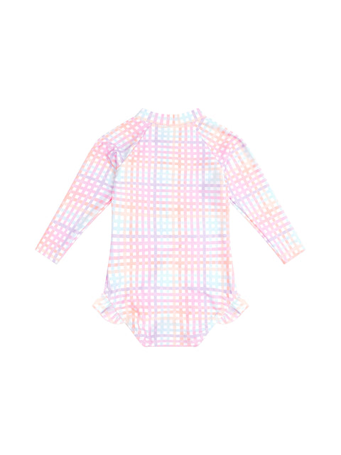 Rainbow Check Frill Zip Swimsuit - Huxbaby