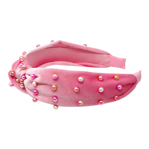 Ballerina Pearl Headband - Pink Poppy