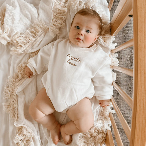 Milk 'Little Love' Long Sleeve Bubble Romper - Blossom & Pear