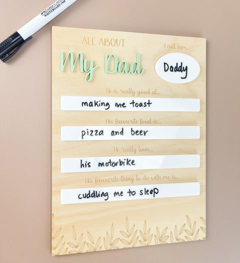 All about my Dad - Father's Day Board - Luma Light DISCOUNTED