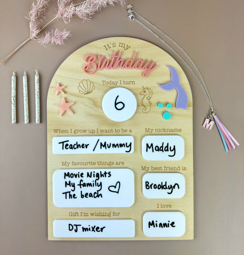 Birthday Board - It's my Birthday - Mermaids - Luma Light