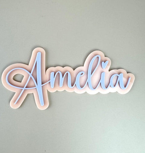Custom Name Sign Simple | Two Layered acrylic name plaque - Pastel Pink + Lilac - Luma Light