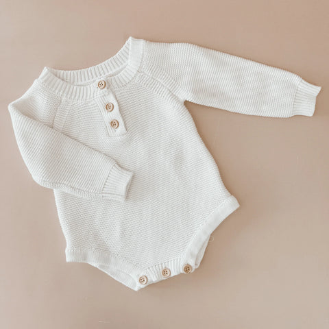 Milk Long Sleeve Knit Romper - Blossom & Pear