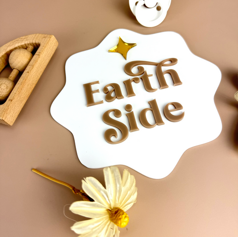 Earth Side - Gender Neutral - Baby Announcement Plaque - Luma Light