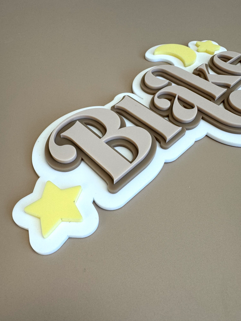 Custom Name Sign Detailed | Layered acrylic name plaque -Moon & Stars - Luma Light