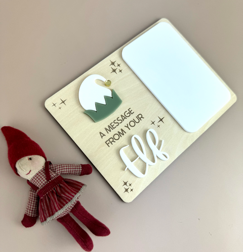 A message from your elf reusable board - olive - Elf on the shelf prop-- Luma Light