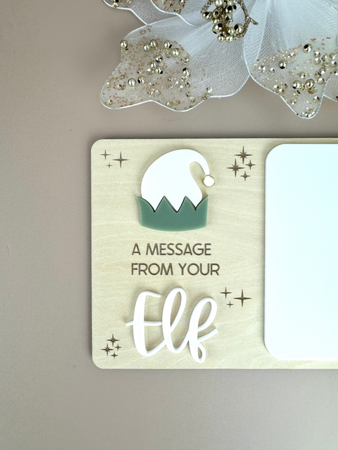 A message from your elf reusable board - olive - Elf on the shelf prop-- Luma Light