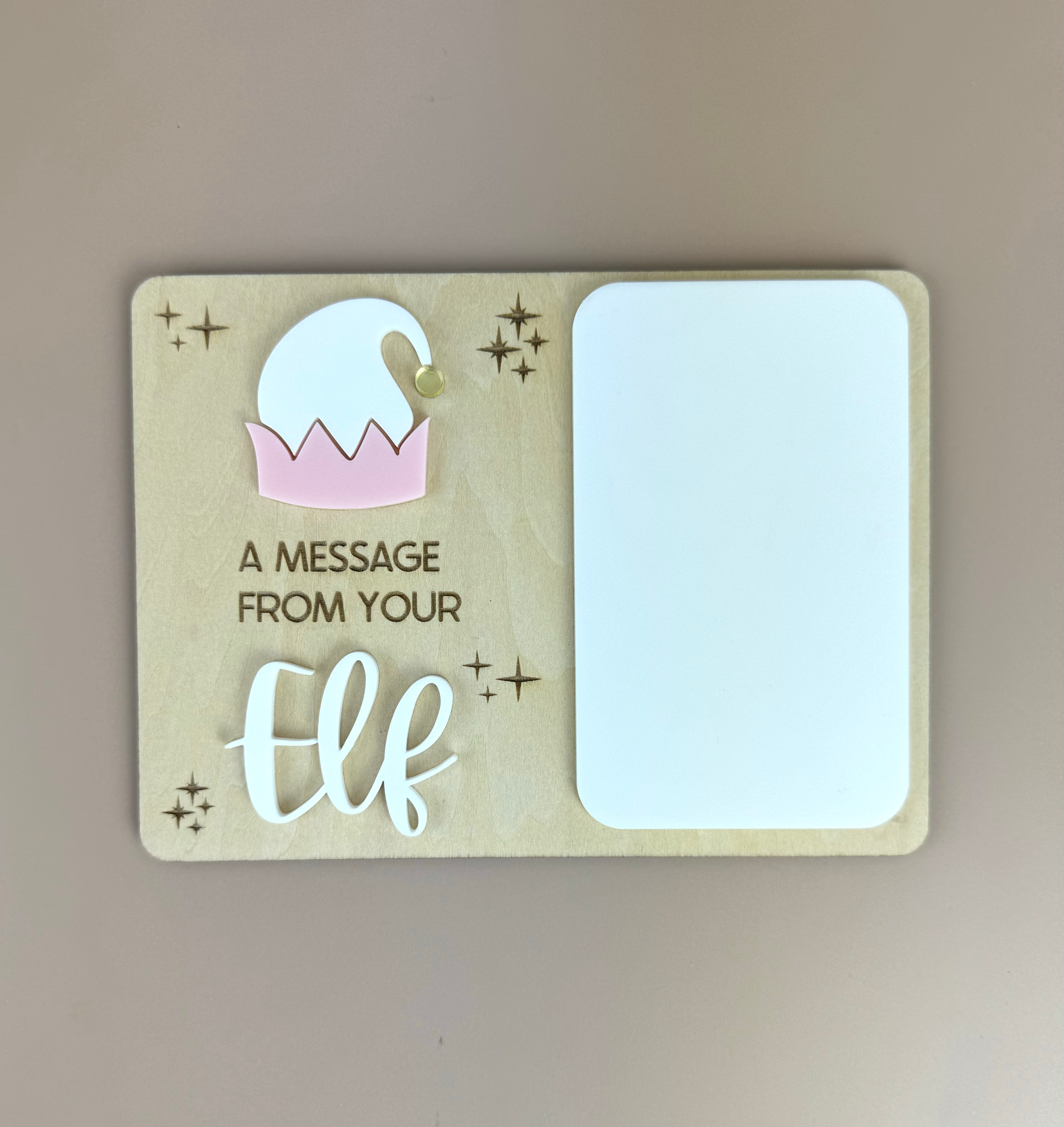 A message from your elf reusable board - blush - Elf on the shelf prop-- Luma Light