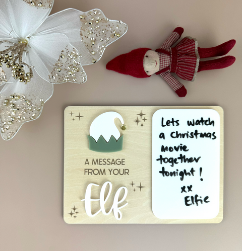 A message from your elf reusable board - olive - Elf on the shelf prop-- Luma Light