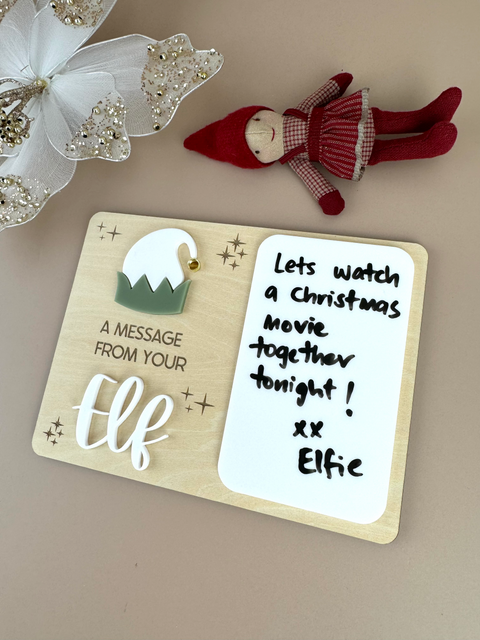 A message from your elf reusable board - olive - Elf on the shelf prop-- Luma Light