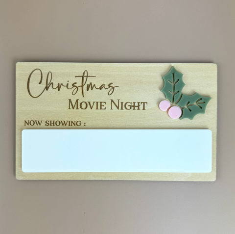 Christmas Movie Night Sign - Reusable Xmas movie board - Luma Light