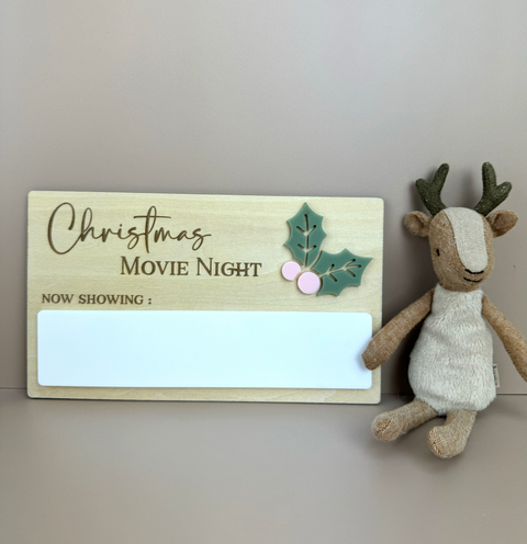 Christmas Movie Night Sign - Reusable Xmas movie board - Luma Light