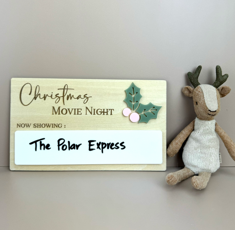 Christmas Movie Night Sign - Reusable Xmas movie board - Luma Light