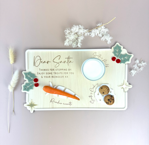 Luxe Dear Santa Tray - Holly - Xmas Eve Board - Luma Light