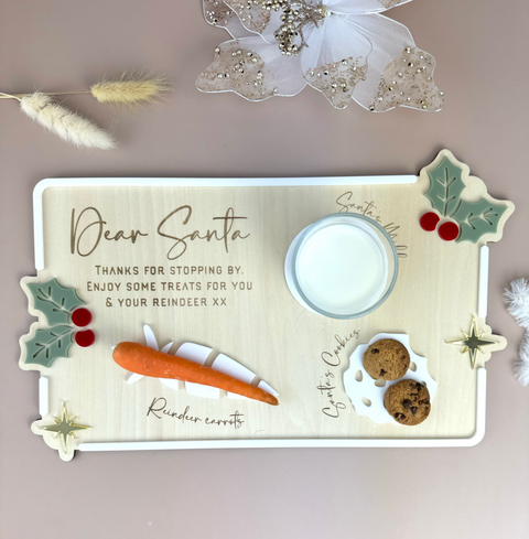 Luxe Dear Santa Tray - Holly - Xmas Eve Board - Luma Light