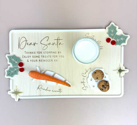 Luxe Dear Santa Tray - Holly - Xmas Eve Board - Luma Light