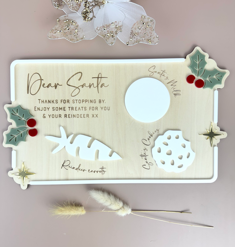 Luxe Dear Santa Tray - Holly - Xmas Eve Board - Luma Light