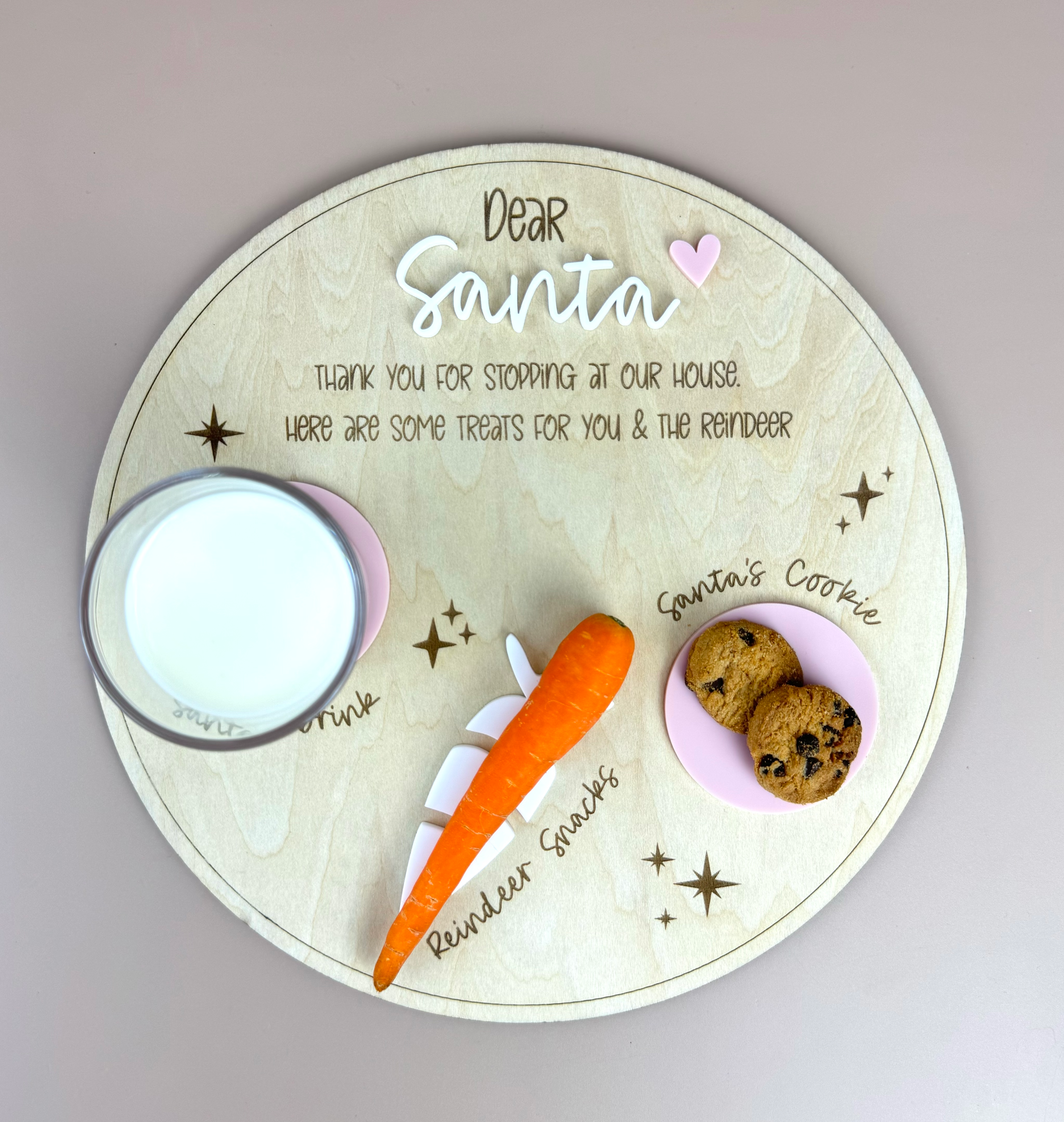 Dear Santa Tray - Round Blush - Christmas Eve Treat Board - Luma Light