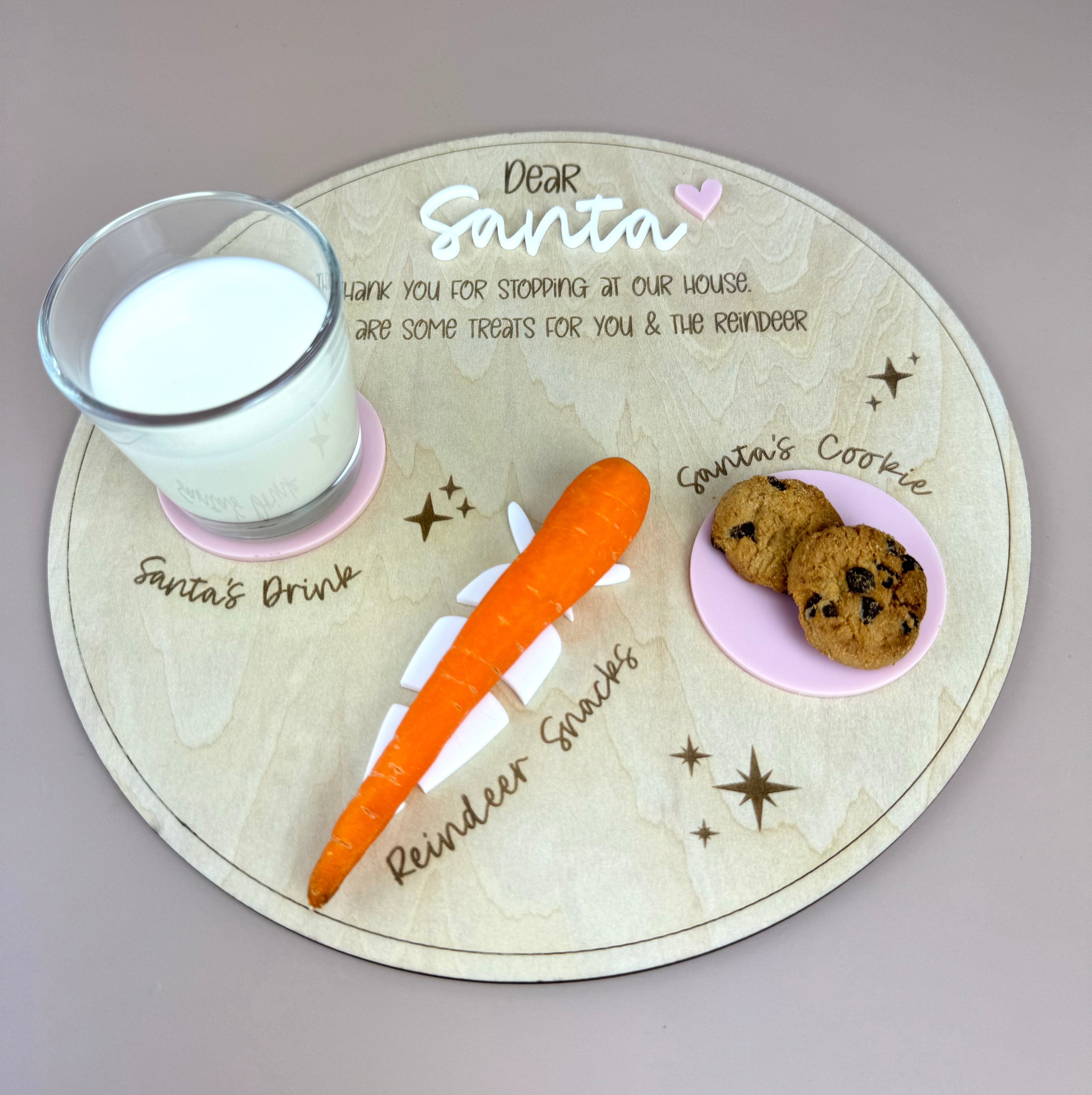 Dear Santa Tray - Round Blush - Christmas Eve Treat Board - Luma Light