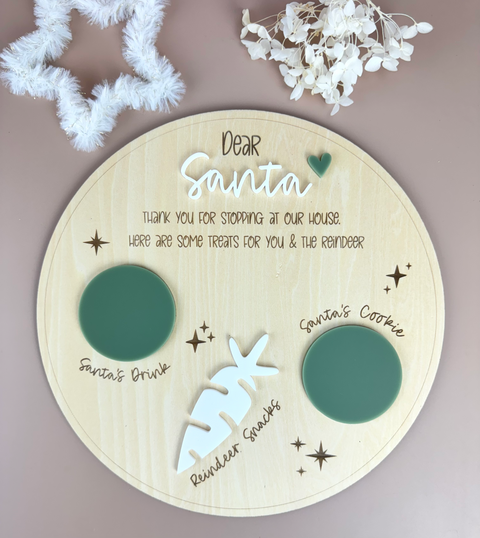 Dear Santa Tray - Round Olive - Christmas Eve Treat Board - Luma Light