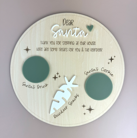 Dear Santa Tray - Round Olive - Christmas Eve Treat Board - Luma Light