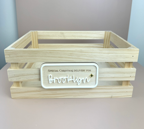 Custom Christmas Crate Plaque - Personalised crate sign Xmas - Christmas Hamper Box - Luma Light