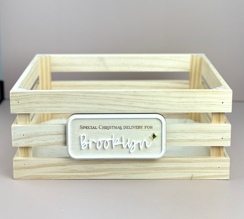 Custom Christmas Crate Plaque - Personalised crate sign Xmas - Christmas Hamper Box - Luma Light