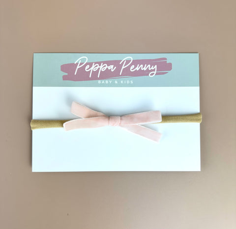 Velvet Bow Headband - Light Pink - Peppa Penny