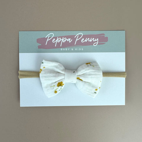 Bow Headband - White Sunflower - Peppa Peppa