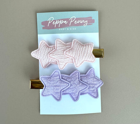 Triple Star Bow Clip Duo - Peppa Penny