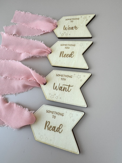 Christmas 'Something' gift tag set - Pink Ribbon - Luma Light