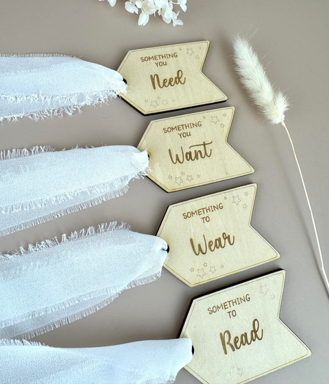 Christmas 'Something' gift tag set - White Ribbon - Luma Light