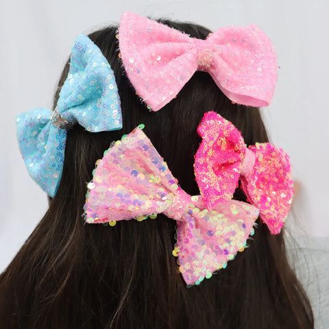 Romantics Bow Hair Clips - Pink Poppy