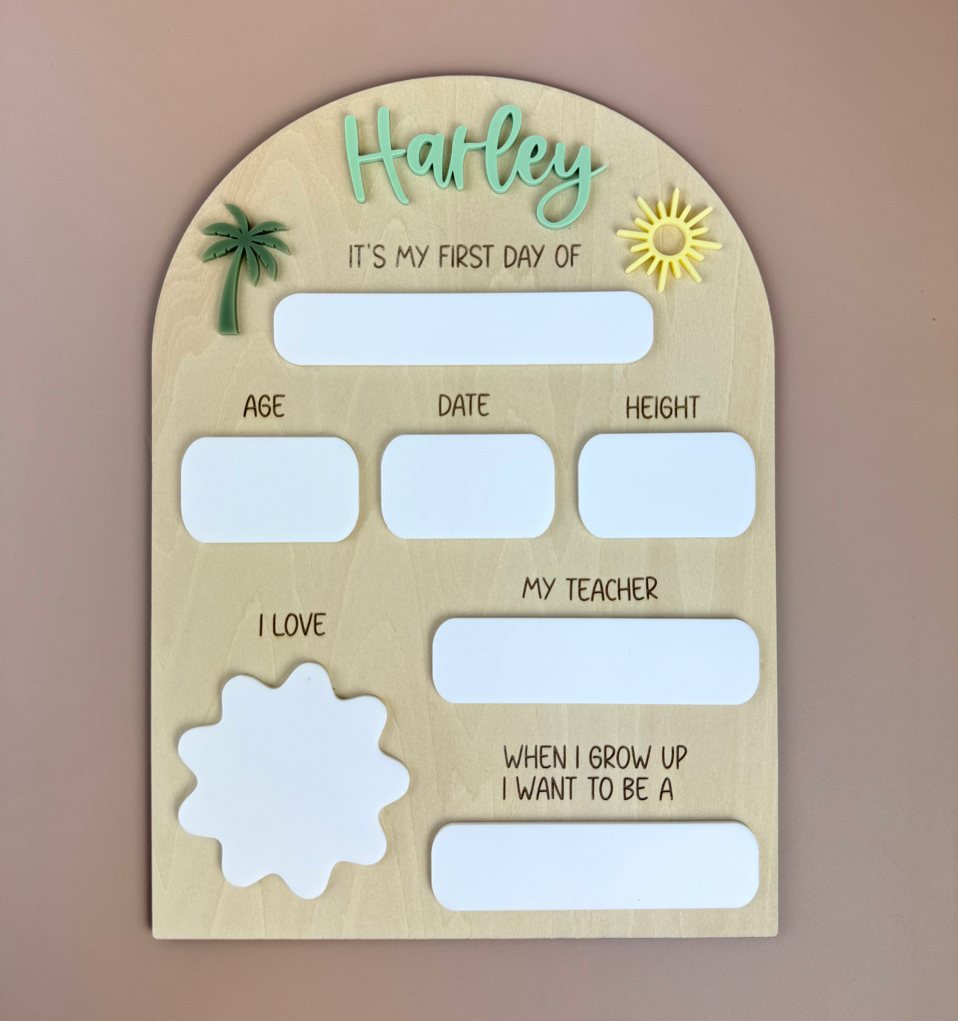 Custom It's My First Day School Board - Sun & Palm - Luma Light