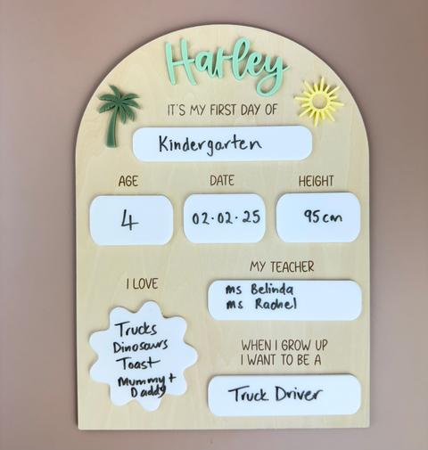 Custom It's My First Day School Board - Sun & Palm - Luma Light