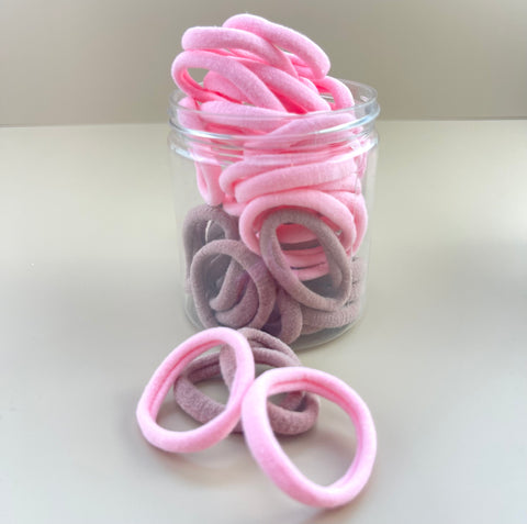 Seamless Hair Ties - Pink + Tan - Peppa Penny