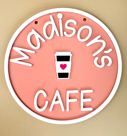 Personalised Kids Cafe Sign - Pink - Luma Light