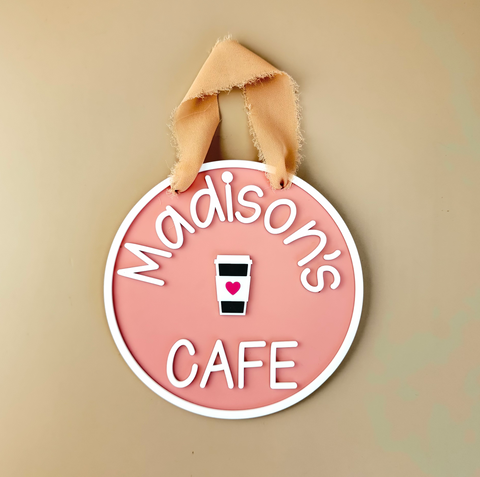 Personalised Kids Cafe Sign - Pink - Luma Light