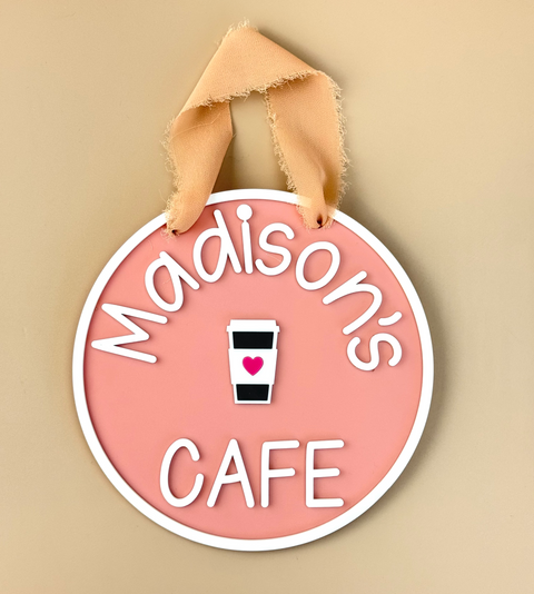 Personalised Kids Cafe Sign - Pink - Luma Light